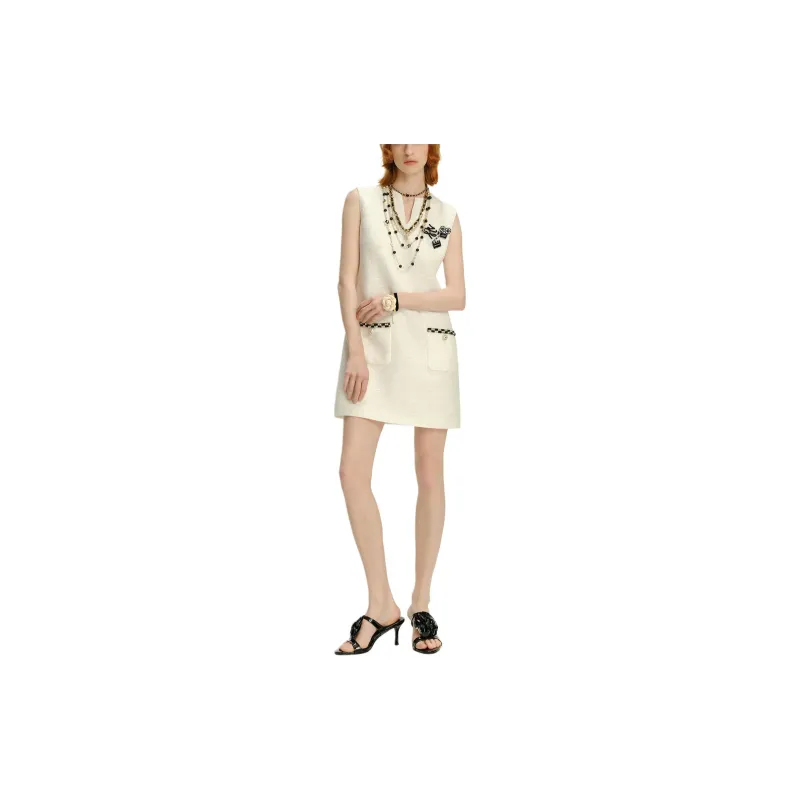 KARL LAGERFELD SS24 Sleeveless Dress Women's White-1