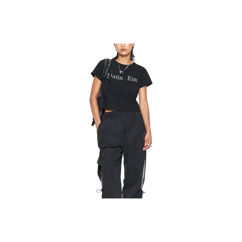 MATIN KIM Women's Logo Crop Top Black-2