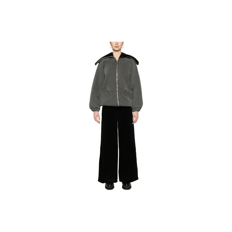 L'AGENCE Maghra Mid rise Wide leg Velvet Trousers-1