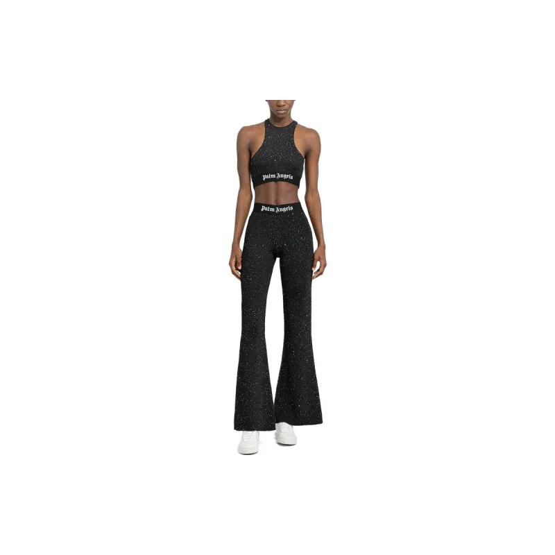 PALM ANGELS Soiree Knit Logo Top Black-2