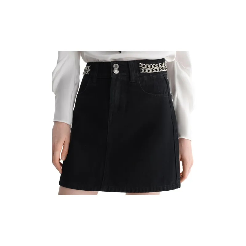 KARL LAGERFELD Denim Short Skirts Women's Black-4