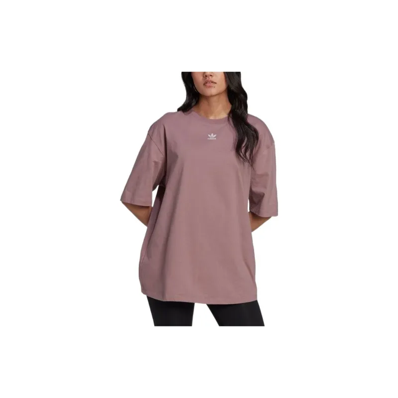 Adidas Drop Shoulder Sleeve T Shirt Women's Cameo Brown Japan Version-2