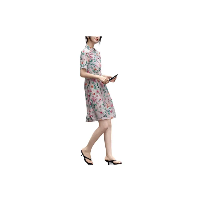 【dme】 Short Sleeved Dress Women's Pink Purple-4
