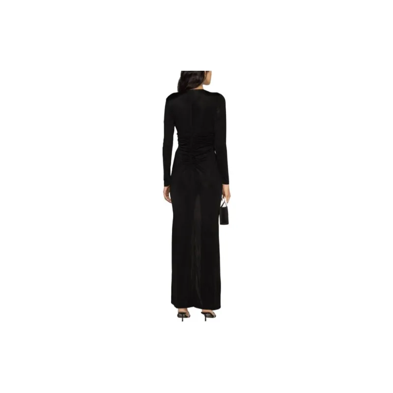 PINKO V-neck Ruched Maxi Dress-2
