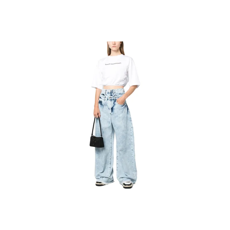 PALM ANGELS Sunset Ruched Cropped T shirt-1