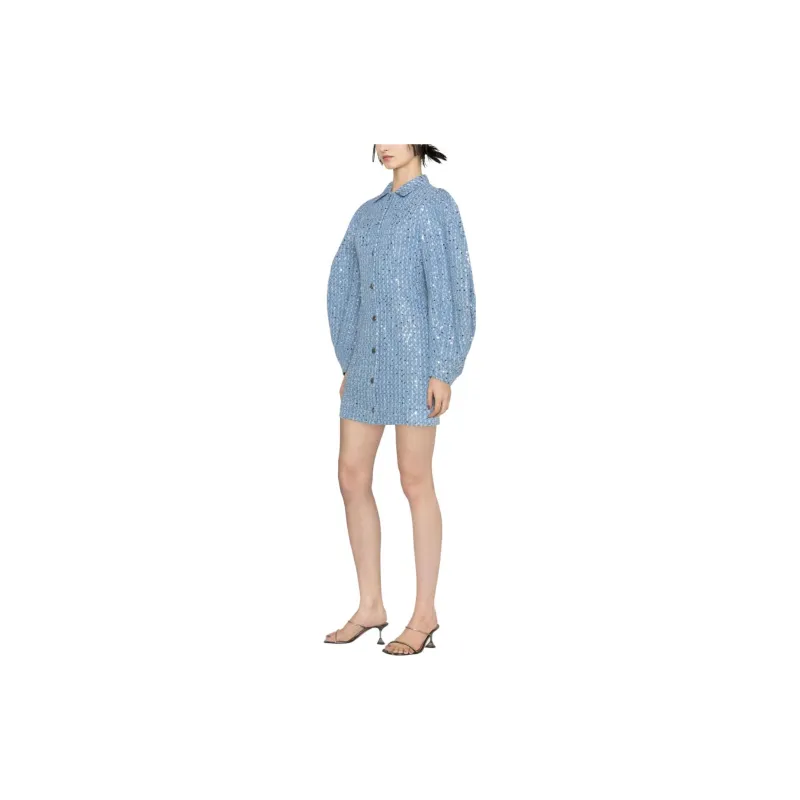 Rotate Long-Sleeved Dresses Women's Blue-2