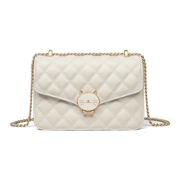 C°BANNER Cow Leather With Synthetic Leather Small Square Bag Shoulder Bag Trumpets Women's Ecru-1