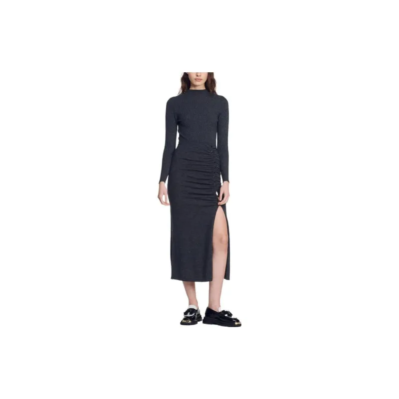 Sandro Long Sleeved Dresses Women's Gray-1