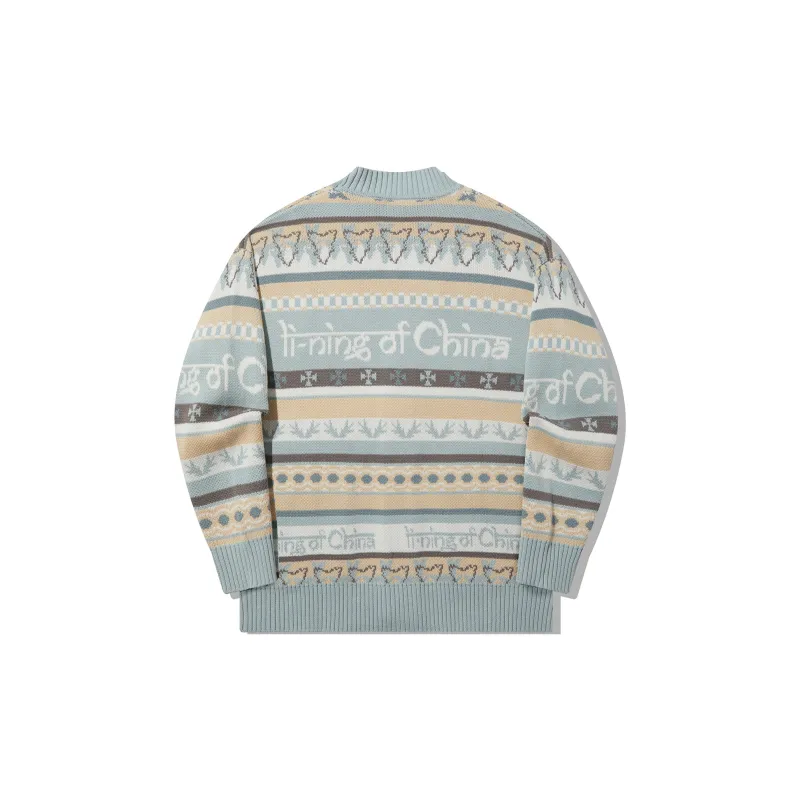 LiNing Knitwear Unisex Stone Blue Gray Jacquard-1