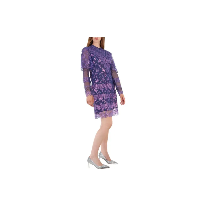 Burberry Long-Sleeved Dresses Women's Blue-4