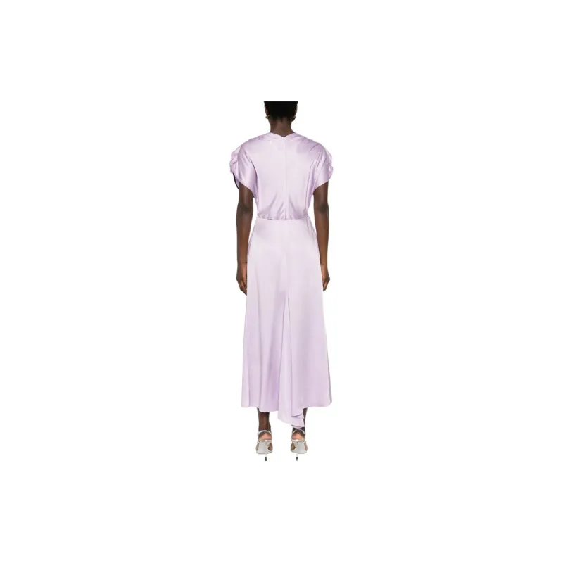 Victoria Beckham Plunging V Neck Satin Midi Dress-2