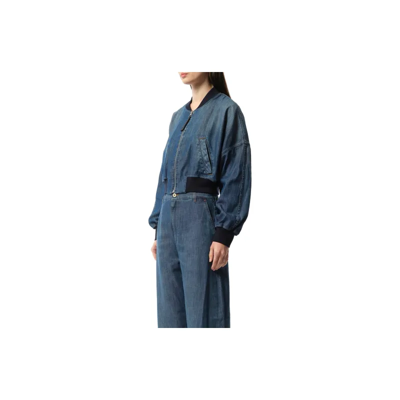 LOEWE Denim Bomber Jacket 'Washed Blue'-4