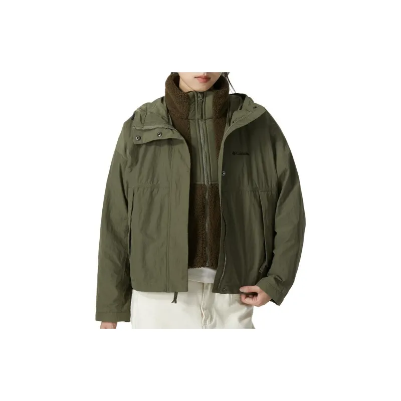 Columbia Windbreaker Jackets Women's Green-4