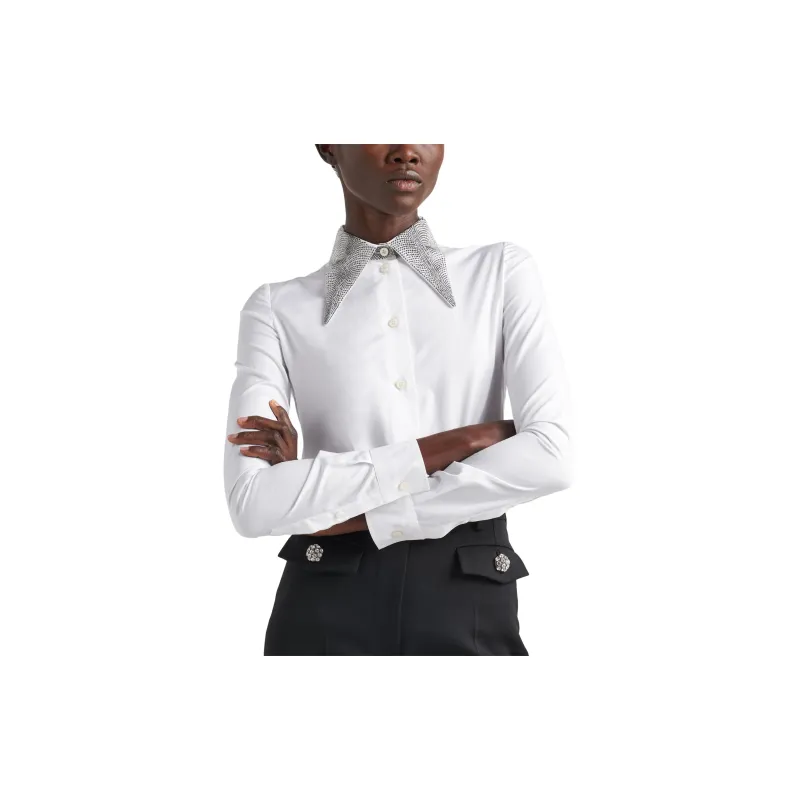 PRADA Rhinestone embellished Cotton Shirt-3