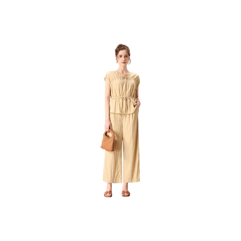 FENHONGMALI Casual Suit Women's Apricot-1
