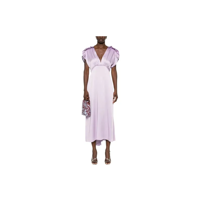 Victoria Beckham Plunging V Neck Satin Midi Dress-1