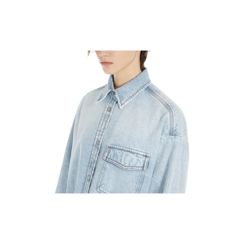 SportMax Buttoned Long Sleeved Denim Shirt-4