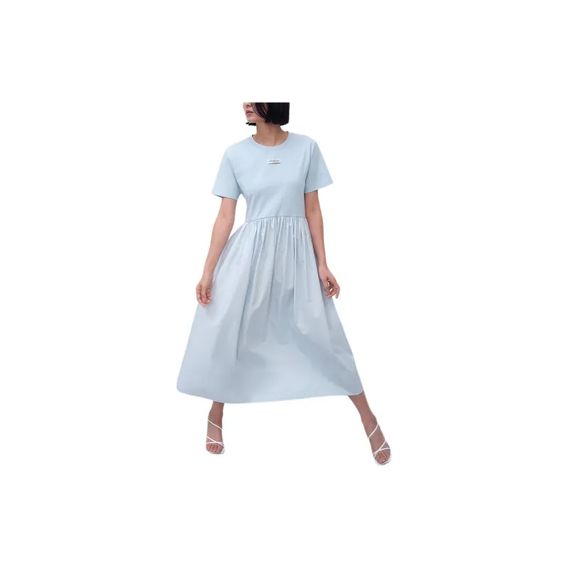 H&M Short Sleeved Dress Women's Light Blue-1