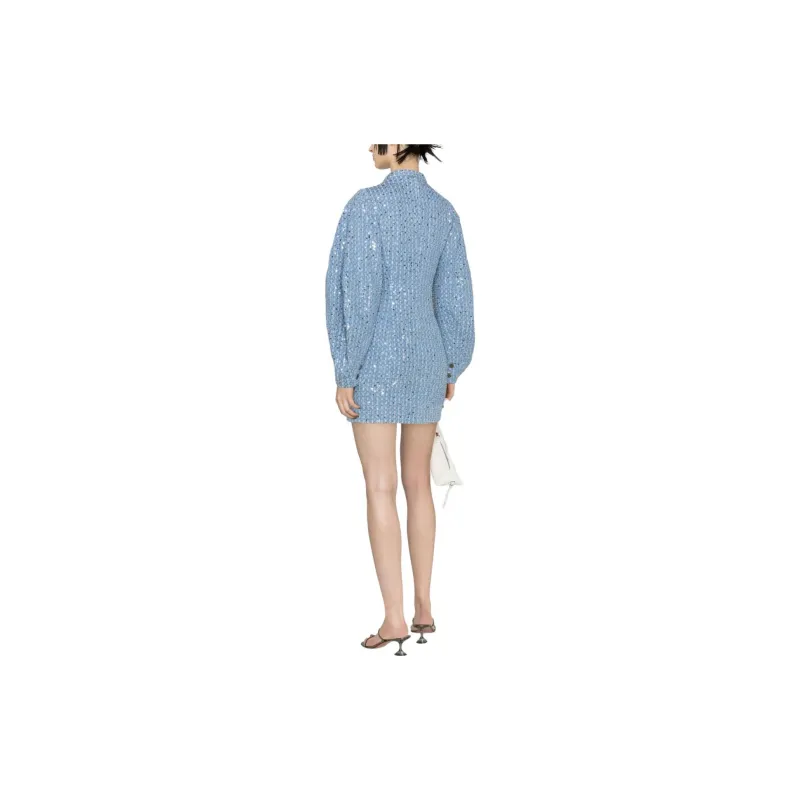 Rotate Long-Sleeved Dresses Women's Blue-3