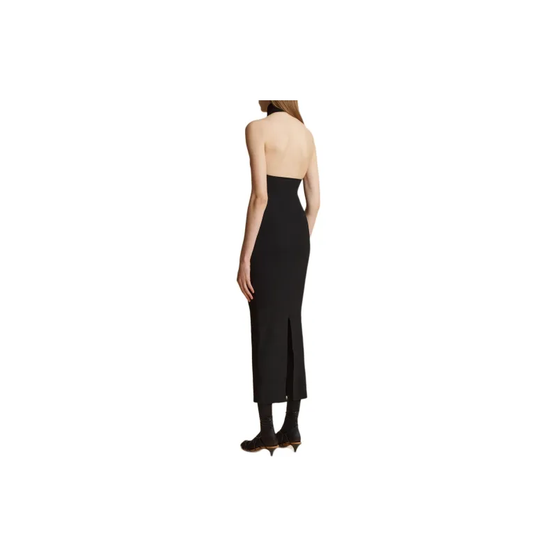KHAITE Suzanne Halter Neck Midi Dress-2