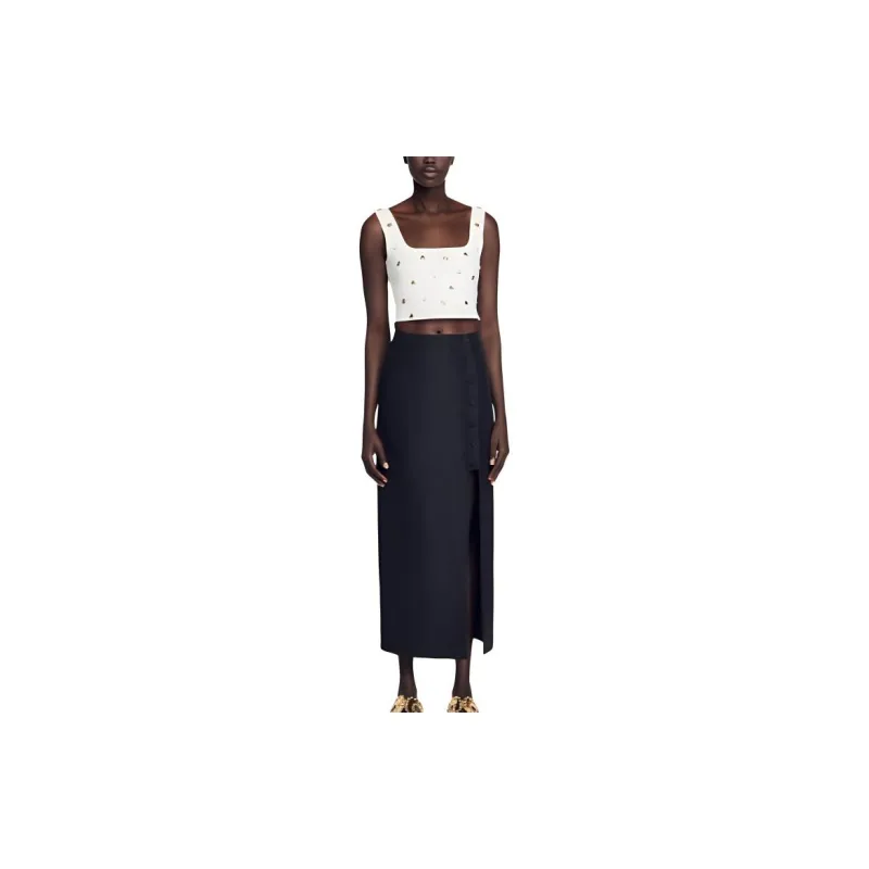 Sandro Casual Long Skirts Women's Black-1