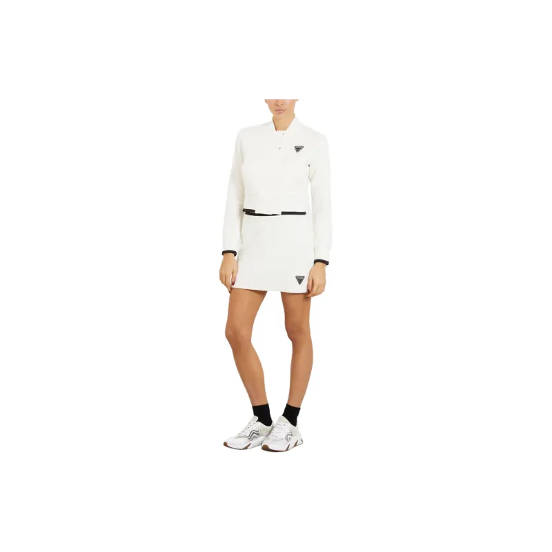 GUESS Embossed Gj Logo Mini Skirt Casual Short Skirts Women's White-1