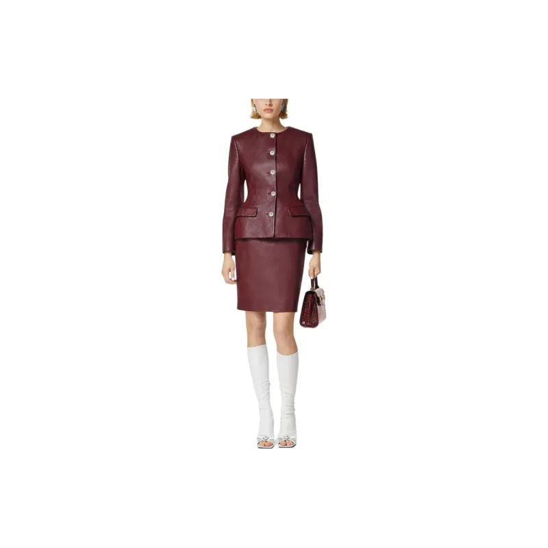 VERSACE SS24 Leather Jacket Women's Red-2