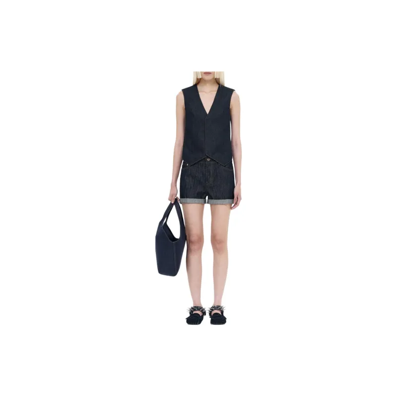 WE11DONE SS24 Denim Shorts Women's Marine Blue-2
