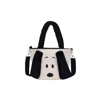 SNOOPY Canvas Canvas Bag Handbag Shoulder Bag Crossbody Bag Large Size Women's White
