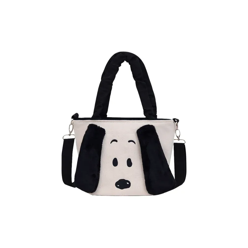 SNOOPY Canvas Canvas Bag Handbag Shoulder Bag Crossbody Bag Large Size Women's White-0