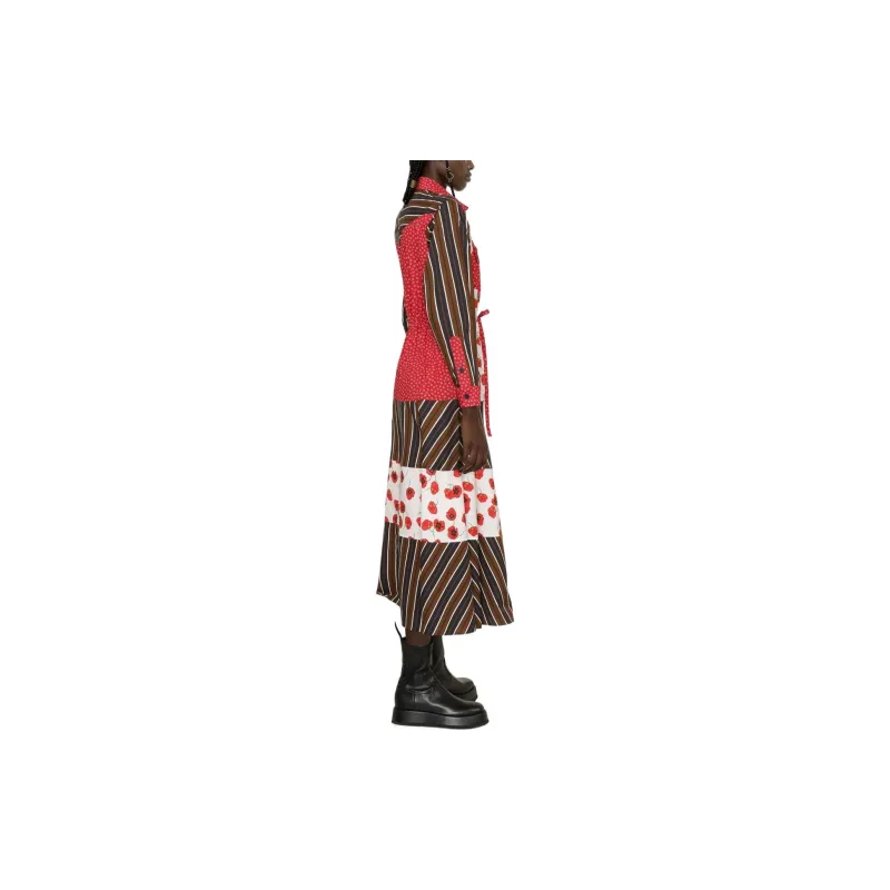 KENZO Patchwork-Detailed Flared Shirt Dress-3