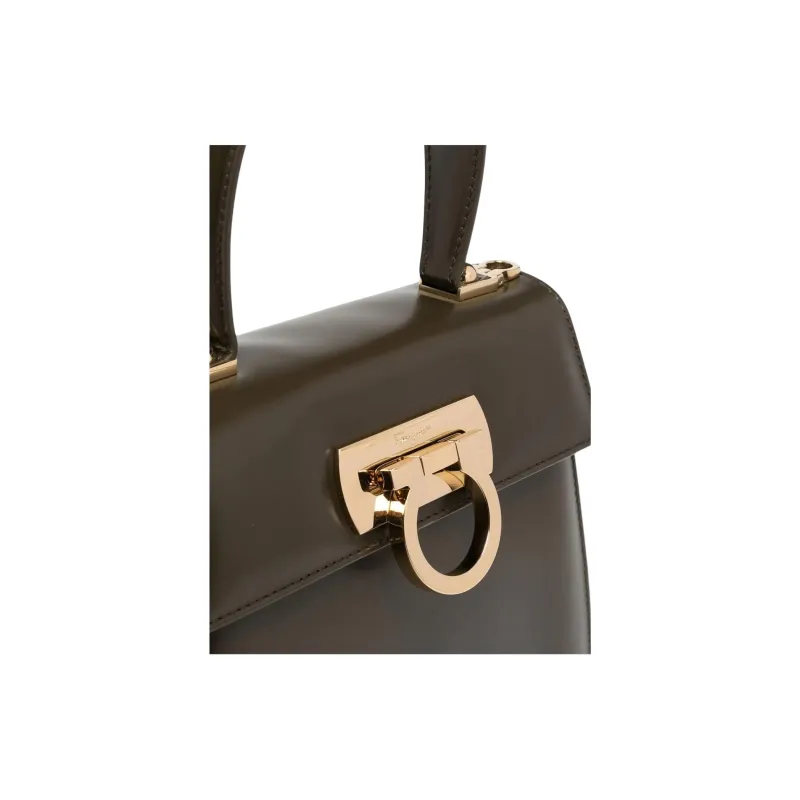 FERRAGAMO Calfskin Shoulder Bag, Crossbody Bag, Handbag Small Size Women's Dark Green-3