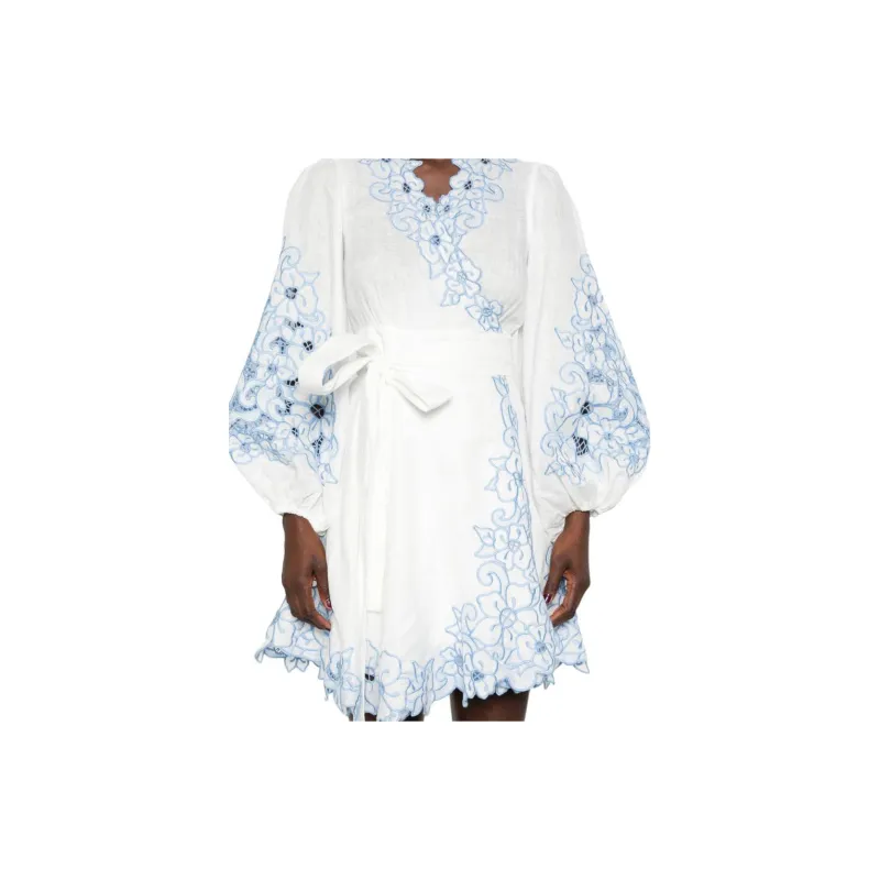 Zimmermann Golden Floral-embroidered Minidress-4