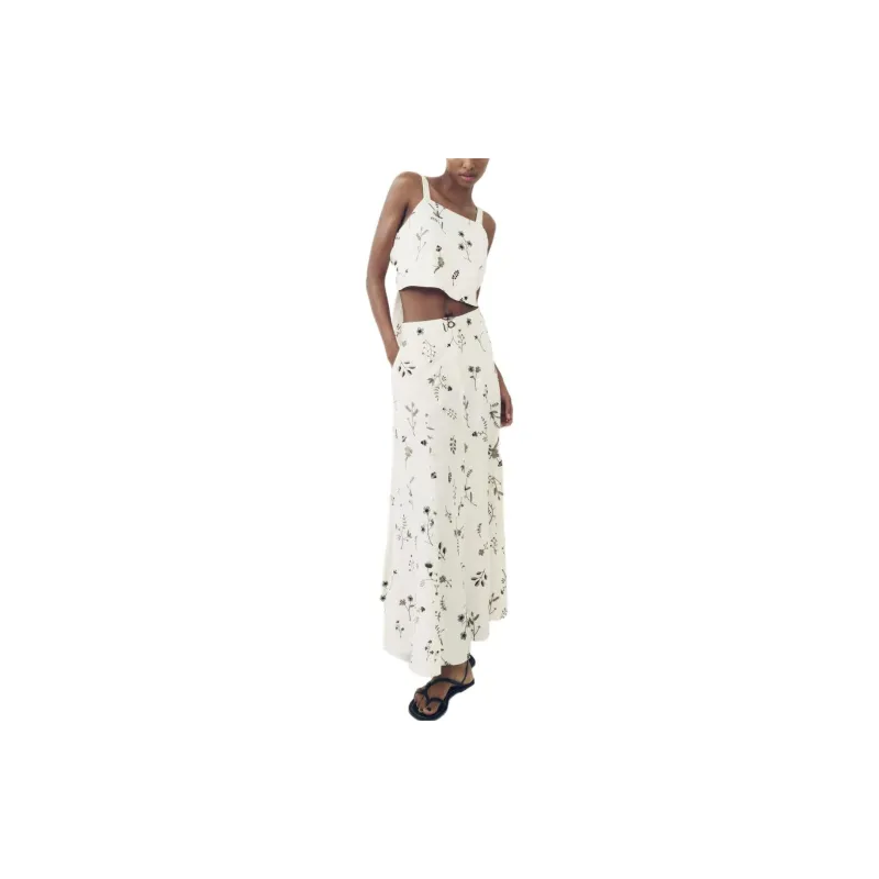 ZARA Casual Long Skirts Women's White-1