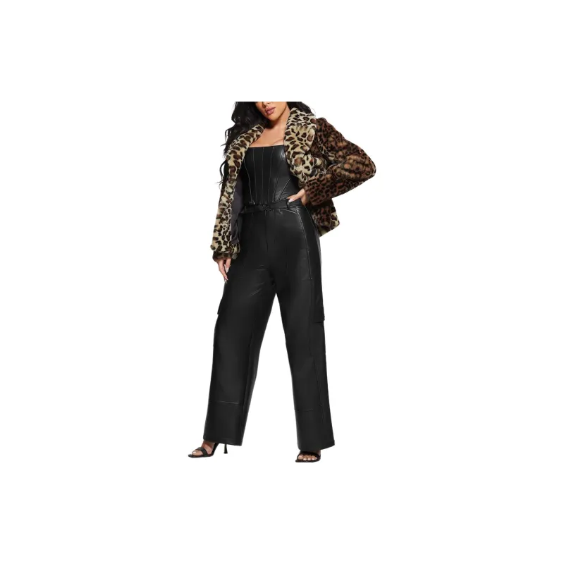 GUESS Denise Leopard Coat Coats Women's Brown-4