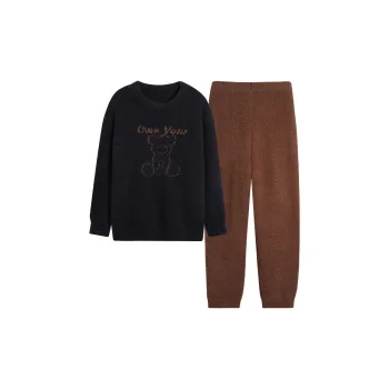 MIIOW Pajama Set Women's Black Brown Color Blocking