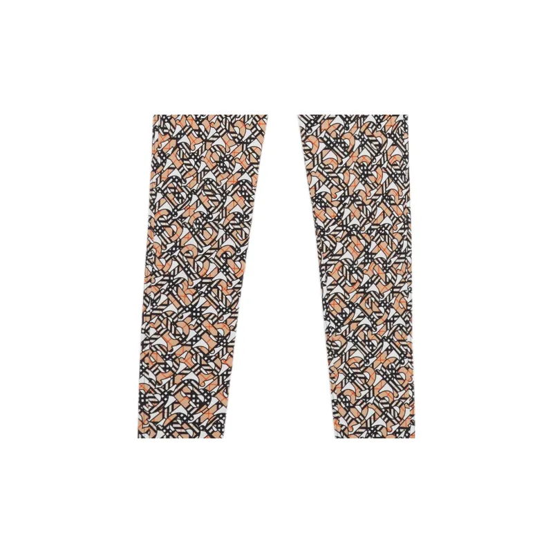 Burberry Madden Monogram Print High Rise Stretch Woven Leggings White/Beige-4