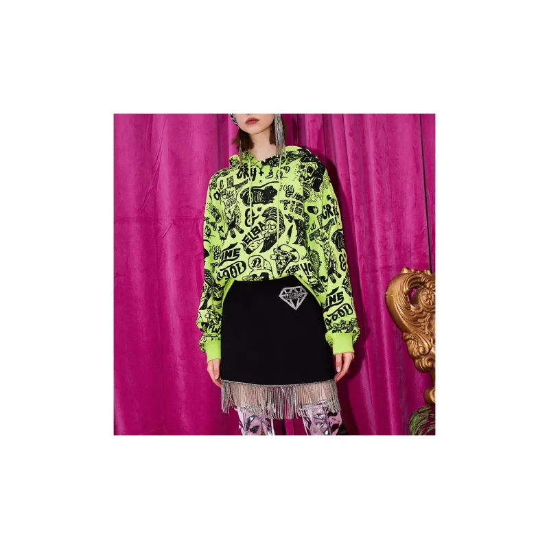 TCH Casual Short Skirts Women's Black With Silver Logo-2