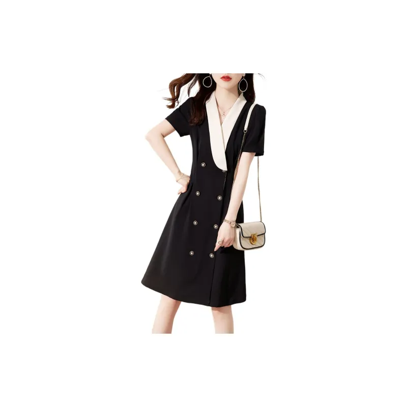 XWI Short Sleeved Dress Women's Elegant Black-2