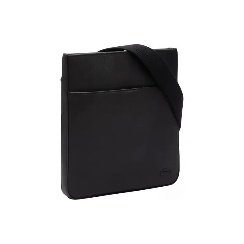 LACOSTE Recycled Canvas With PVC Shoulder Bag, Crossbody Bag Regular Men's Black-1