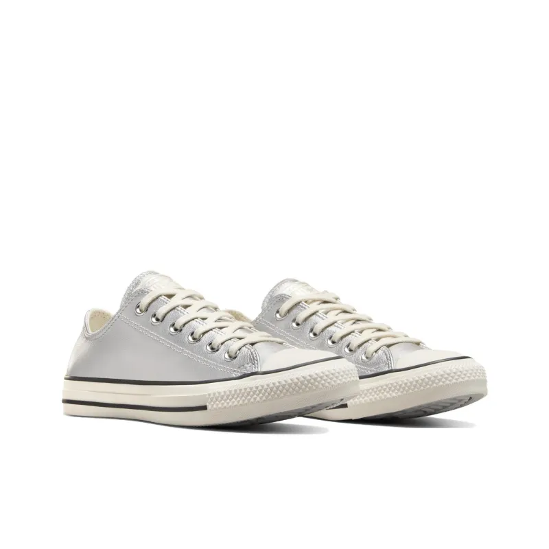 Converse Women's Chuck Taylor All Star Low 'Metallic Leather Silver' Women's-2
