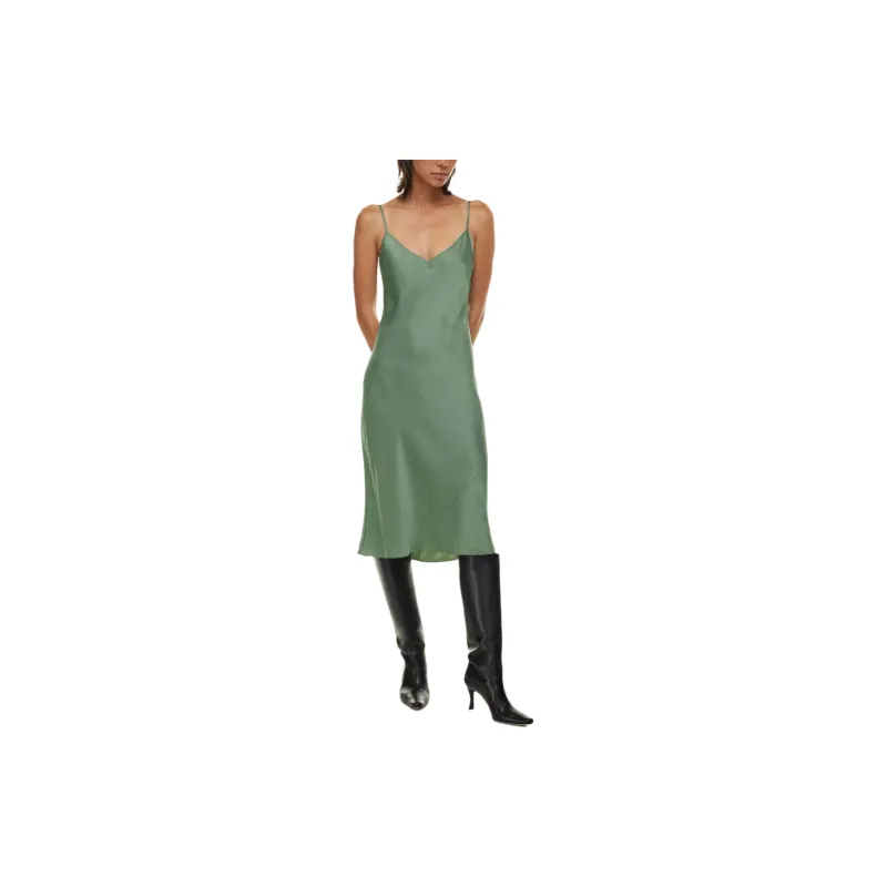 ARITZIA Wilfred Only Slip Satin Midi Dress Slip Dresses Women's Gallery Green/Green Gallery-2