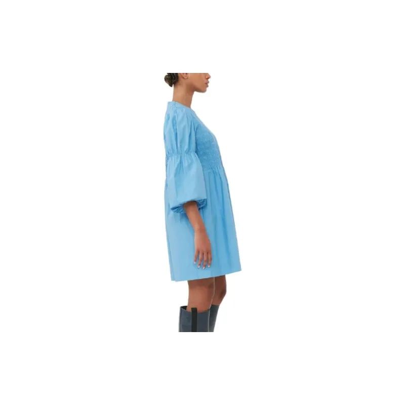 GANNI Smock Puff sleeve Dress-3