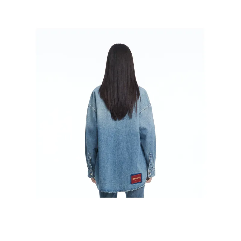 LIUREGALI Denim Jacket Women's Navy Blue-2