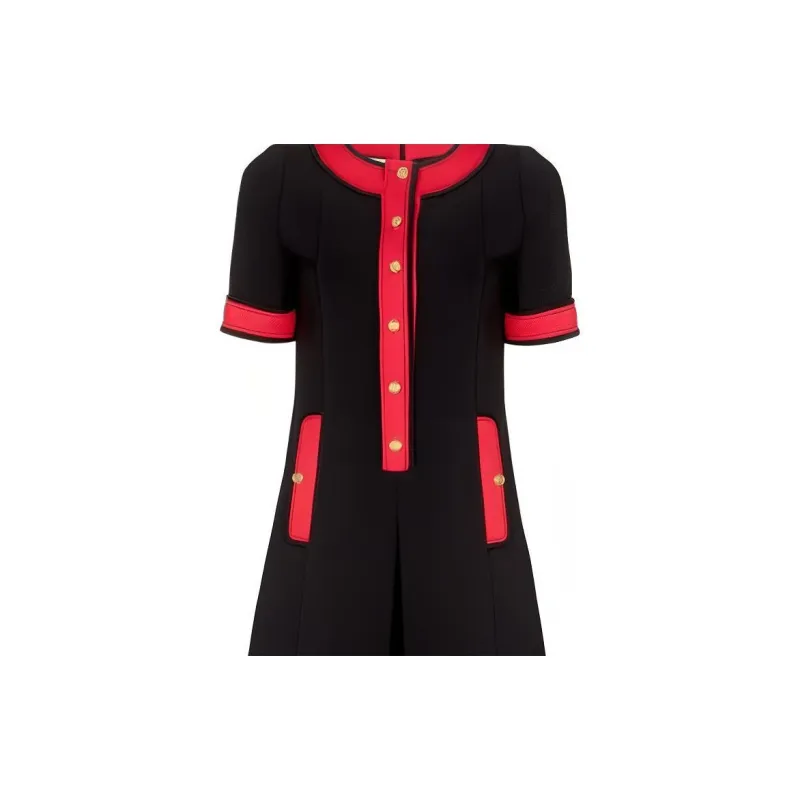 GUCCI Short Sleeved Dresses Women's Black Red-2