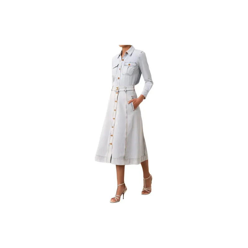Zimmermann SS24 Denim Long Skirts Women's Storm Blue-1