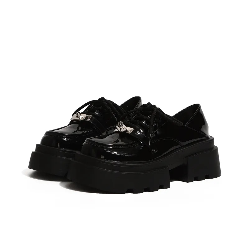 SHUXI Loafers Women's Black Glossy/Black Matte-2