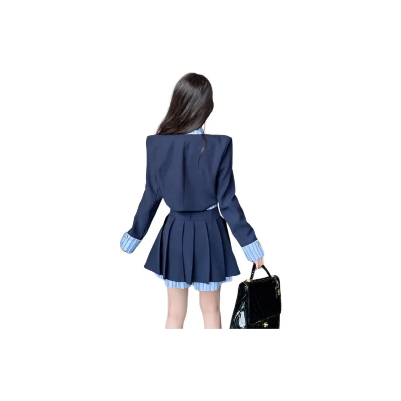 Oudifu Skirt Set Women's Navy Blue-0