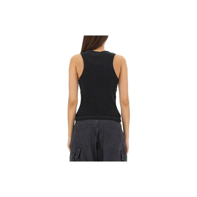 MOSCHINO Ribbed Cotton Tank Top-3