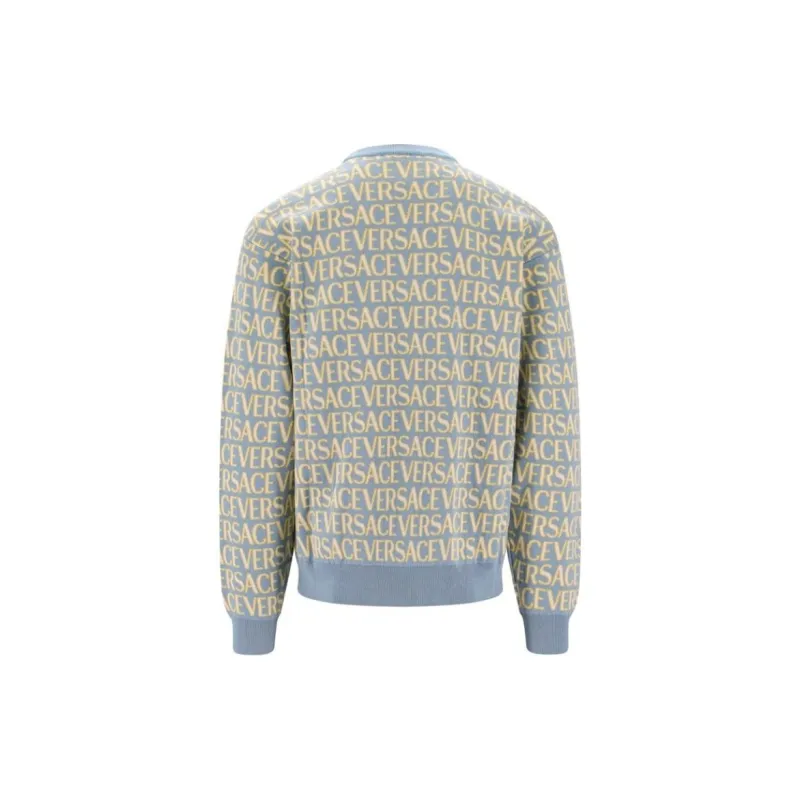 VERSACE All Over Logo Embroidered Crewneck Sweatshirt-1